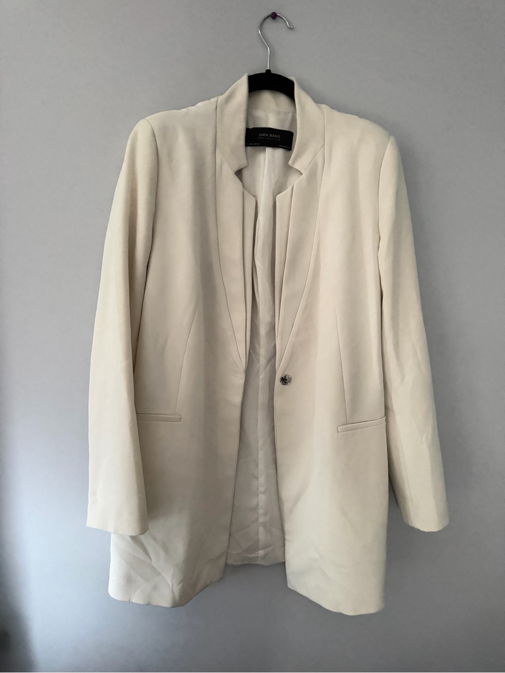 Zara basic collection beige long blazer size large